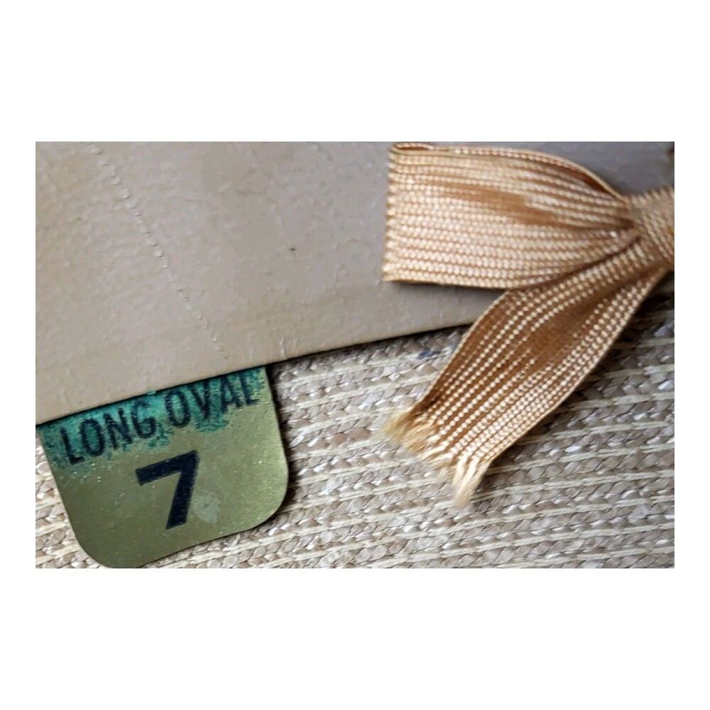 Vintage 1960s Mid Century MCM Hat Taupe W Striped Band sz 7 Keen's Colonials - Picture 11 of 11